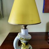 Lampe en céramique jaune vintage