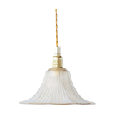 Pendant lamp in engraved and gilded glass