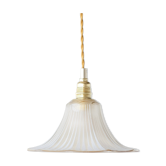 Pendant lamp in engraved and gilded glass