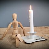 Square white enamel candle holder