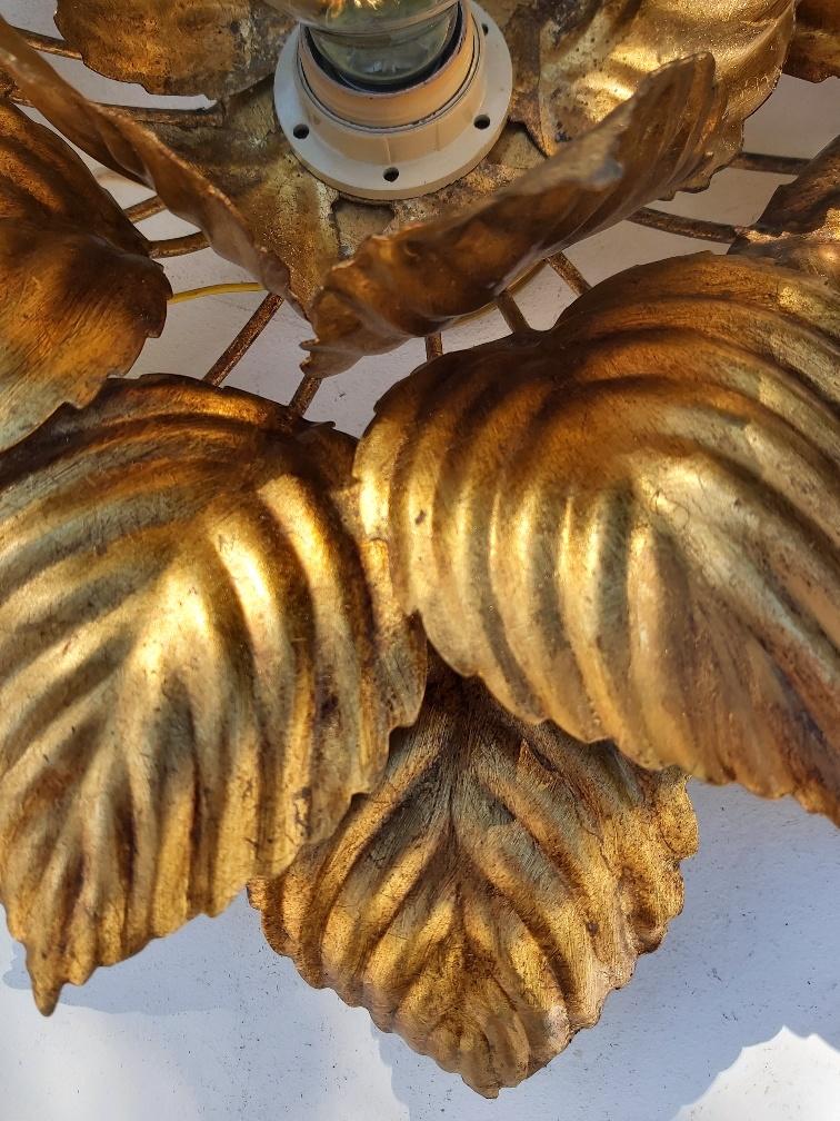 Sconce metal golden leaves 70s