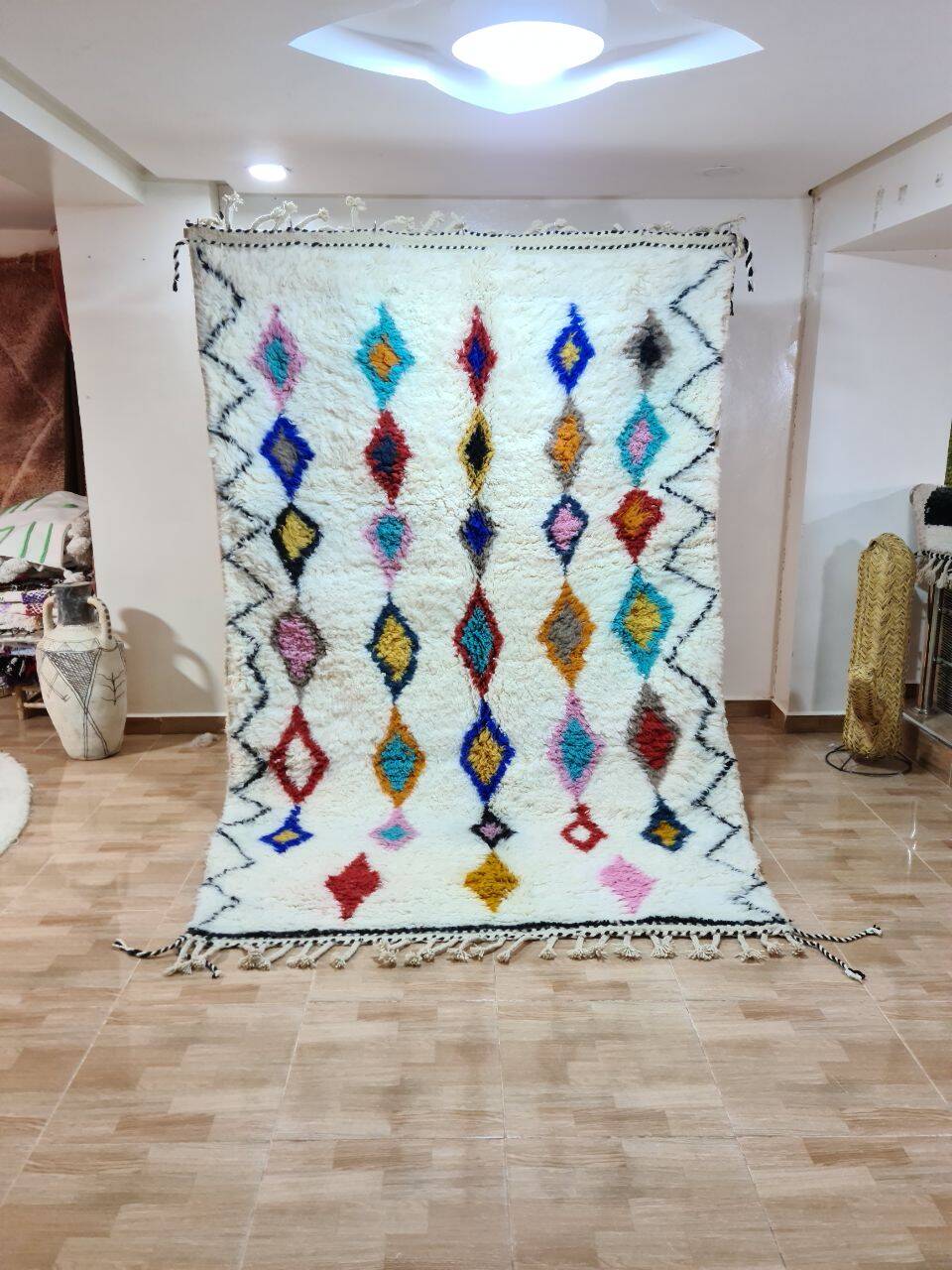 Berber Rug 250x150 cm - Multicolored Diamond Patterns