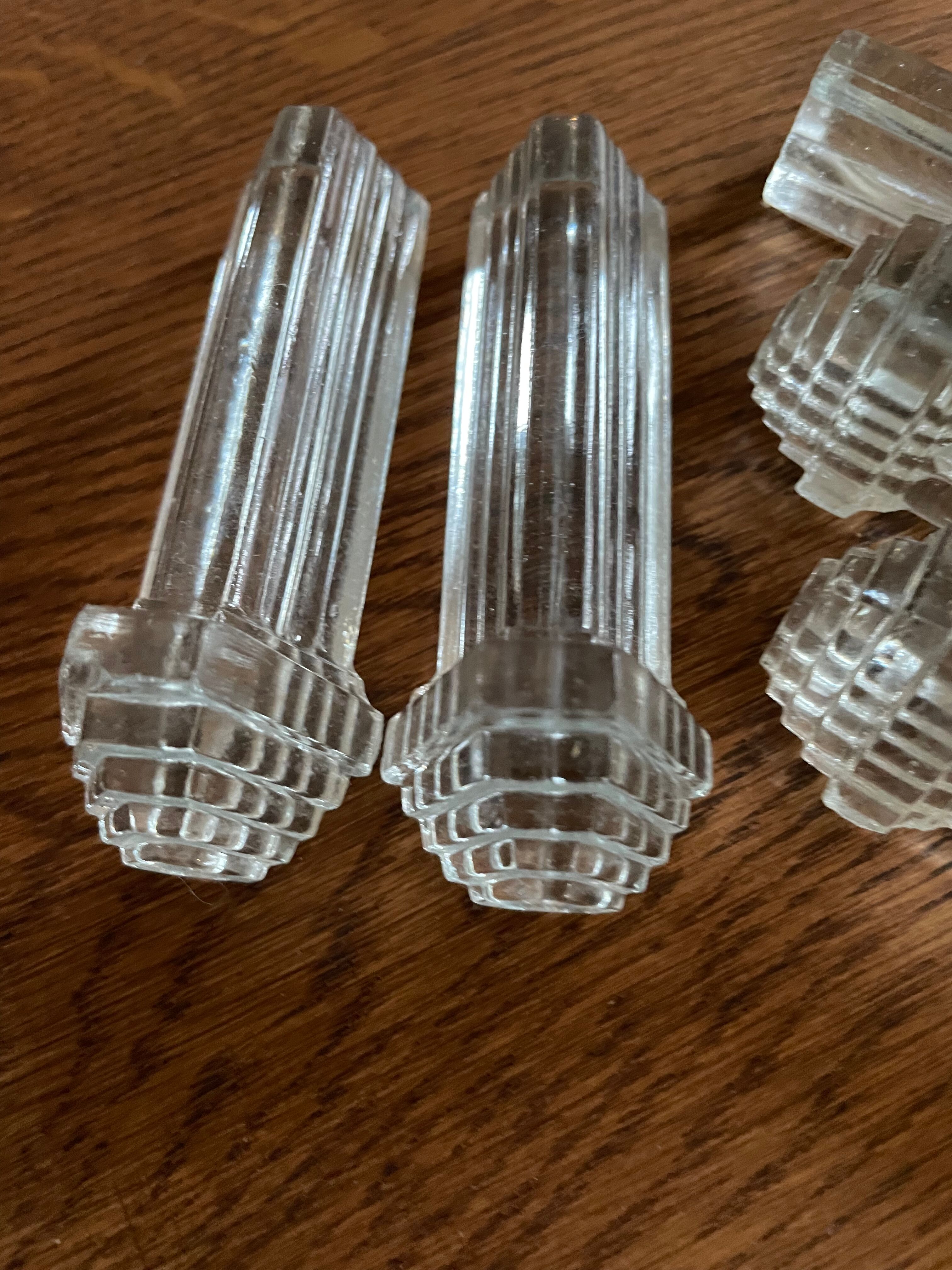 Set of 12 knife doors in vintage art deco glass