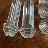 Set of 12 knife doors in vintage art deco glass