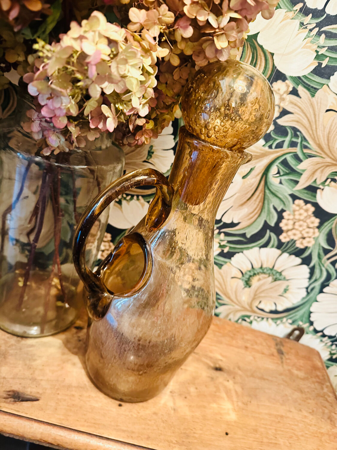 Vintage 1960s bubble glass carafe