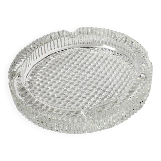 Grand cendrier rond en verre massif du milieu du siècle / Italie / Années 1960