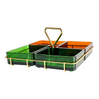 Plateau de service verre et métal par Vereco - France vintage
