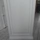 Louis Philippe style sideboard with pearl gray patina, 2 doors, drawers, wooden top.