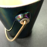 Verceram iridescent ceramic ice bucket, with golden spoon