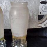Ancien : paires de vase en verre pâte de verre peint