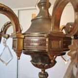 Lucien Gau, bronze worker since 1860 - Bronze chandelier with crystal pendants