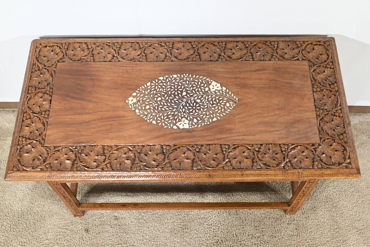 Table Orientale Pliante en Bois Exotique – Début XXe