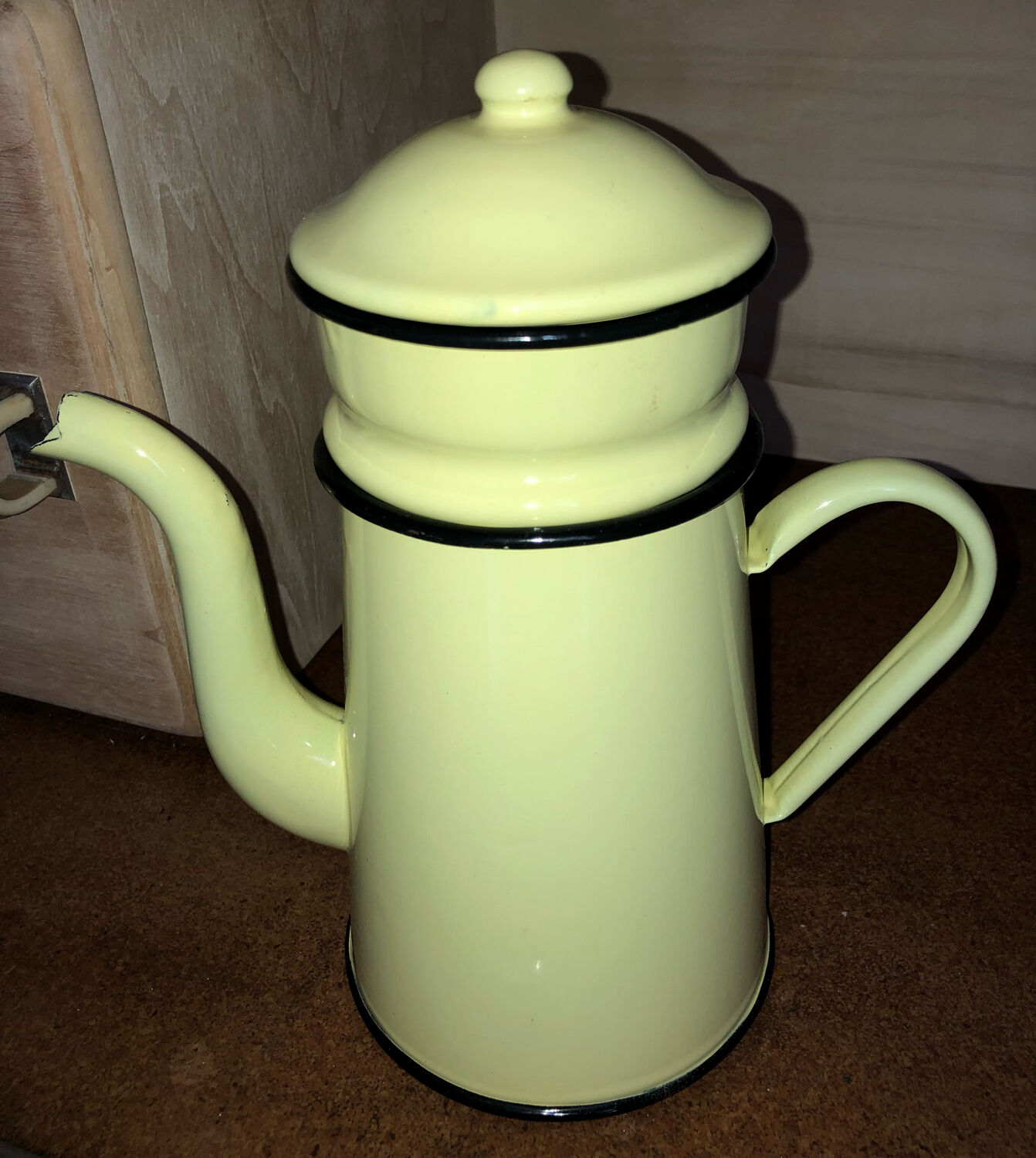 Vintage enameled sheet metal coffee maker