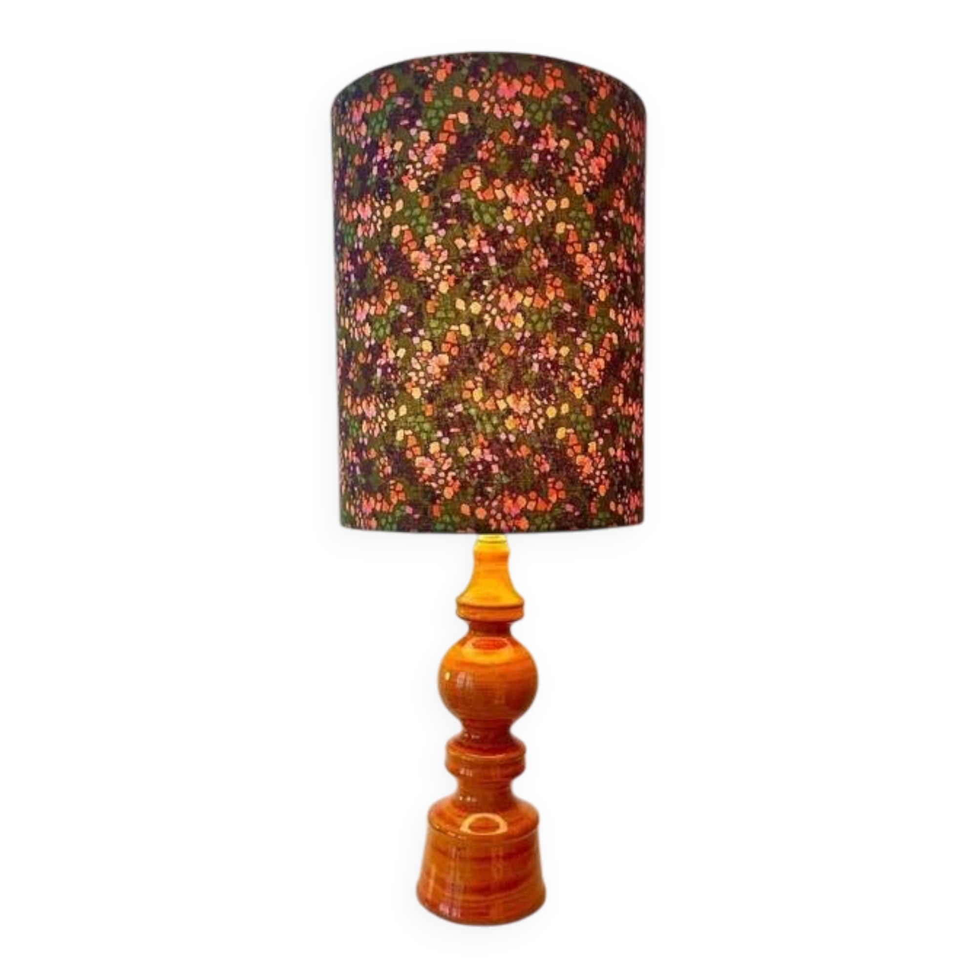 High vintage table lamp - 1970s - by Hustadt Leuchten - restored with a new shade