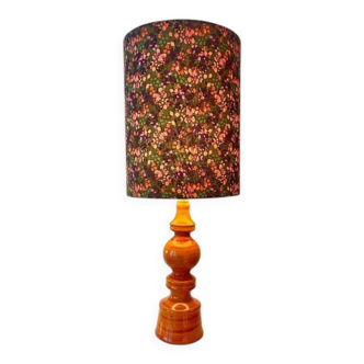 High vintage table lamp - 1970s - by Hustadt Leuchten - restored with a new shade