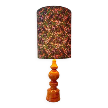 High vintage table lamp - 1970s - by Hustadt Leuchten - restored with a new shade