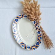 Oval dish Moulin des Loups Canada blue and orange Art Deco/Art Nouveau