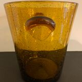 Biot amber yellow bubbled glass champagne bucket