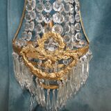 Pair Sconces Hot Air Balloon Bronze Crystal Style Louis XVI 55 cms