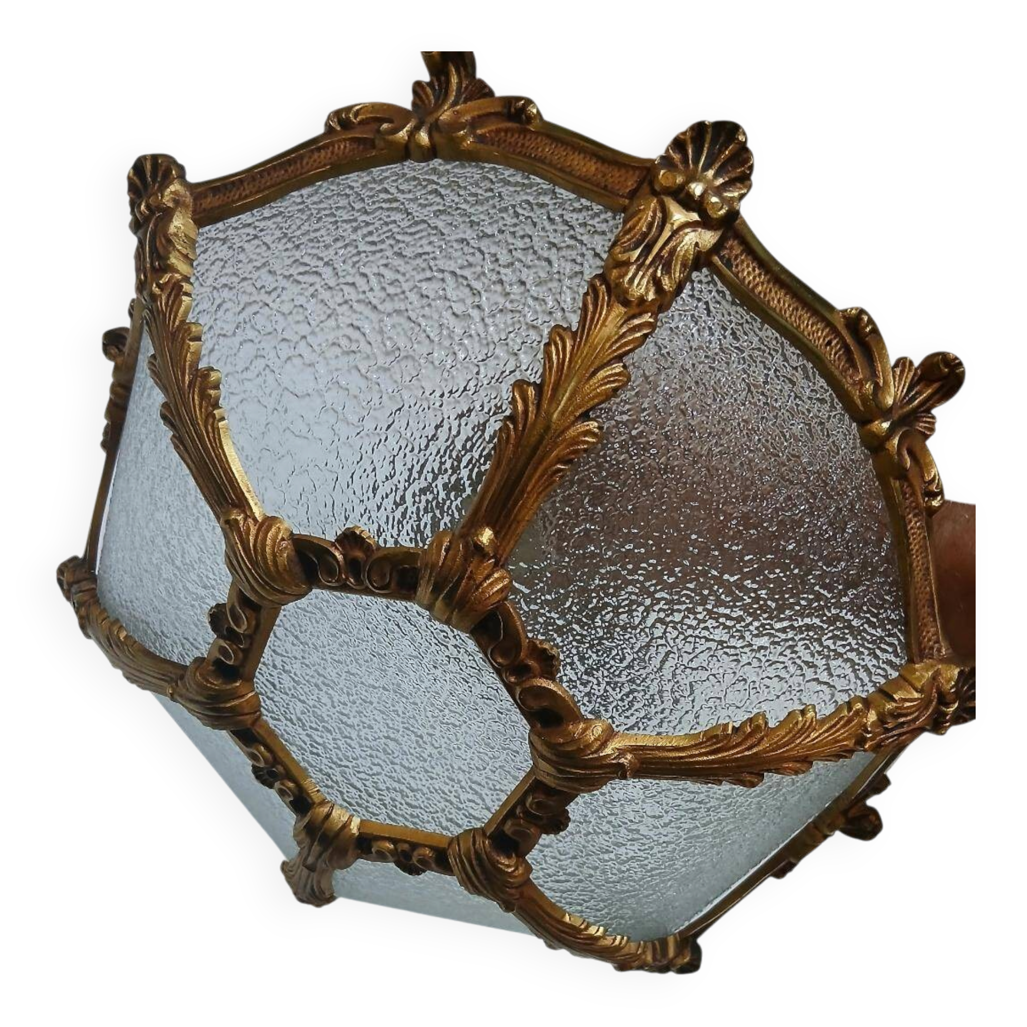 Bronze-gilded ceiling light and glass – Louis XV style