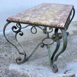 Vintage 1960s wrought iron and marble coffee table