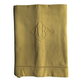 Old Mustard Yellow Linen And Cotton Sheet