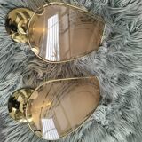 Set of 2 wall lights in gilded brass and opaline glass