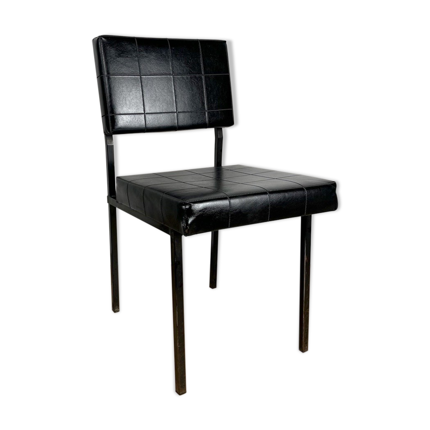 Modernist design chair metal and imitation leather 60s