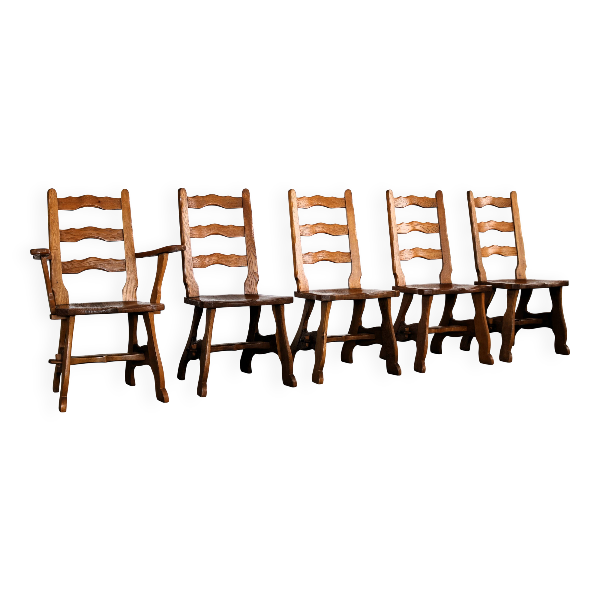 Brutalist dining chairs | vintage chairs | 1950s | oak