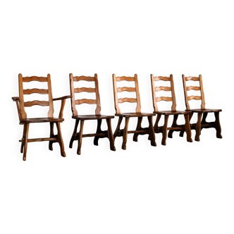 Chaises de salle à manger brutalistes | chaises vintage | années 1950 | chêne