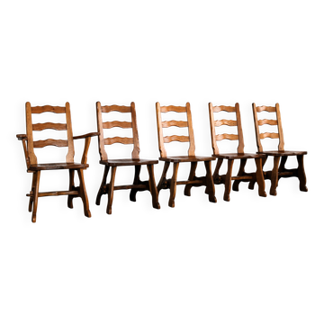 Chaises de salle à manger brutalistes | chaises vintage | années 1950 | chêne