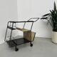 Perforated metal serving trolley in the Mathieu Matégot style
