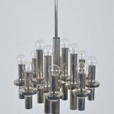 Modernist chandelier in chrome attributed to Gaetano Sciolari, 1970s