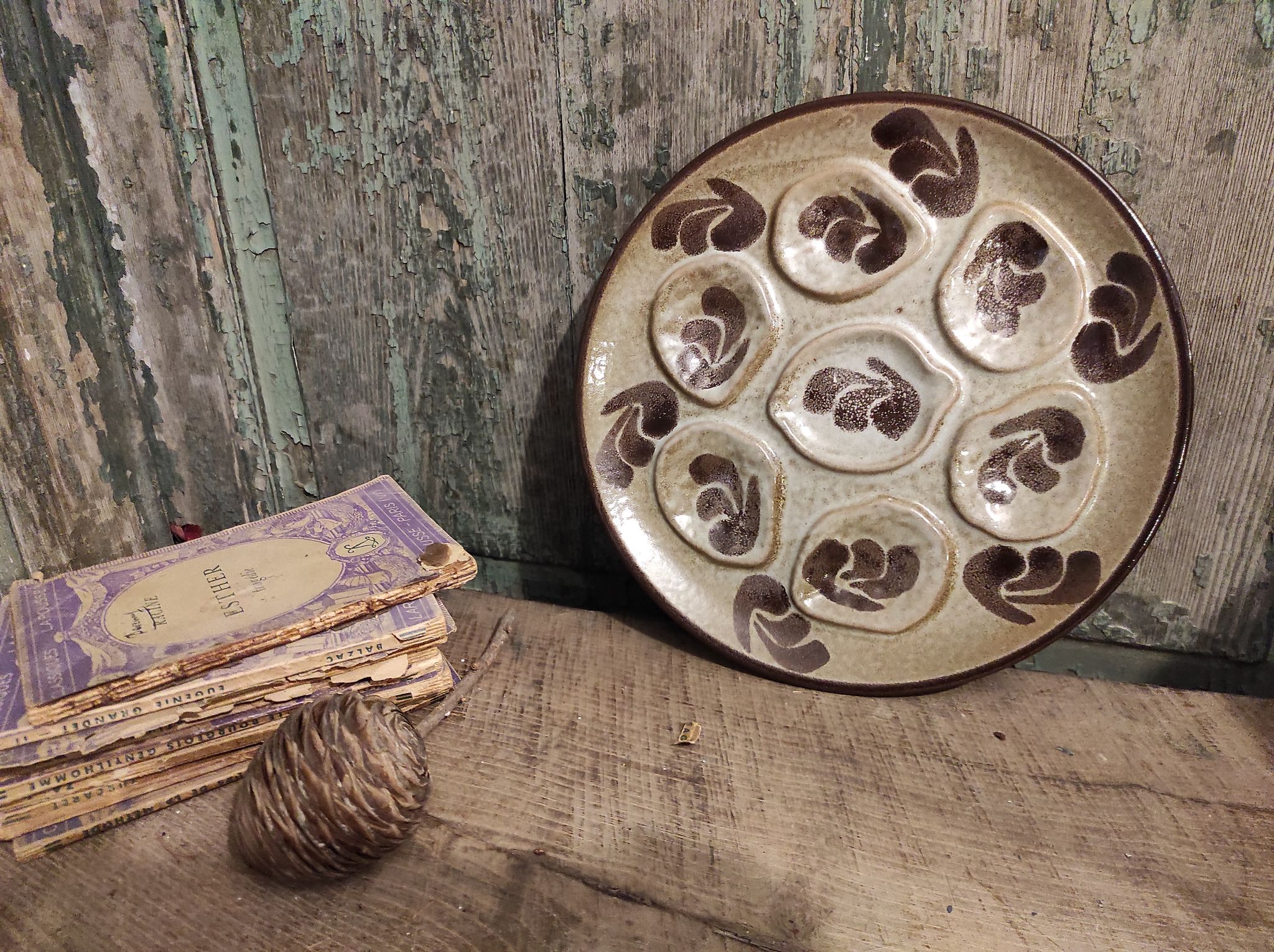 Assiette à huîtres vintage française de Pornic