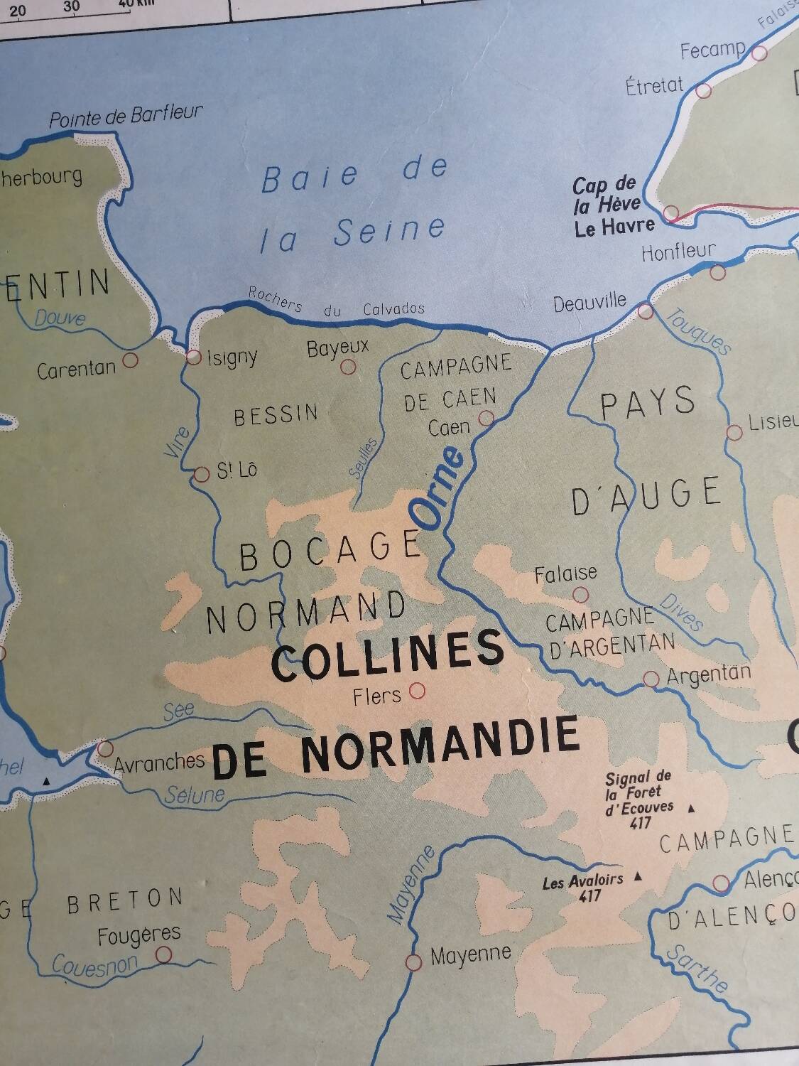 Vintage school map mdi FRANCE Normandy Paris Basin