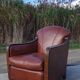 Vintage leatherette brown Art deco style chair 1950s