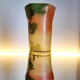 Vaas Art Nouveau, Théodore Legras, geëmailleerde glassen vazen, ensemble