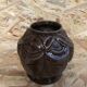 Old art deco vintage brown enameled cast iron plant pot