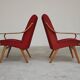 Pair of red armchairs 6953 by Jaroslav Smidek for Ton Bystrice Thonet 1960
