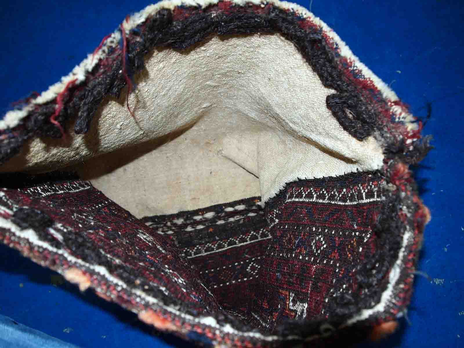 Ancient Afghan Baluch handmade carpet 44cm x 45cm 1900s, 1C384