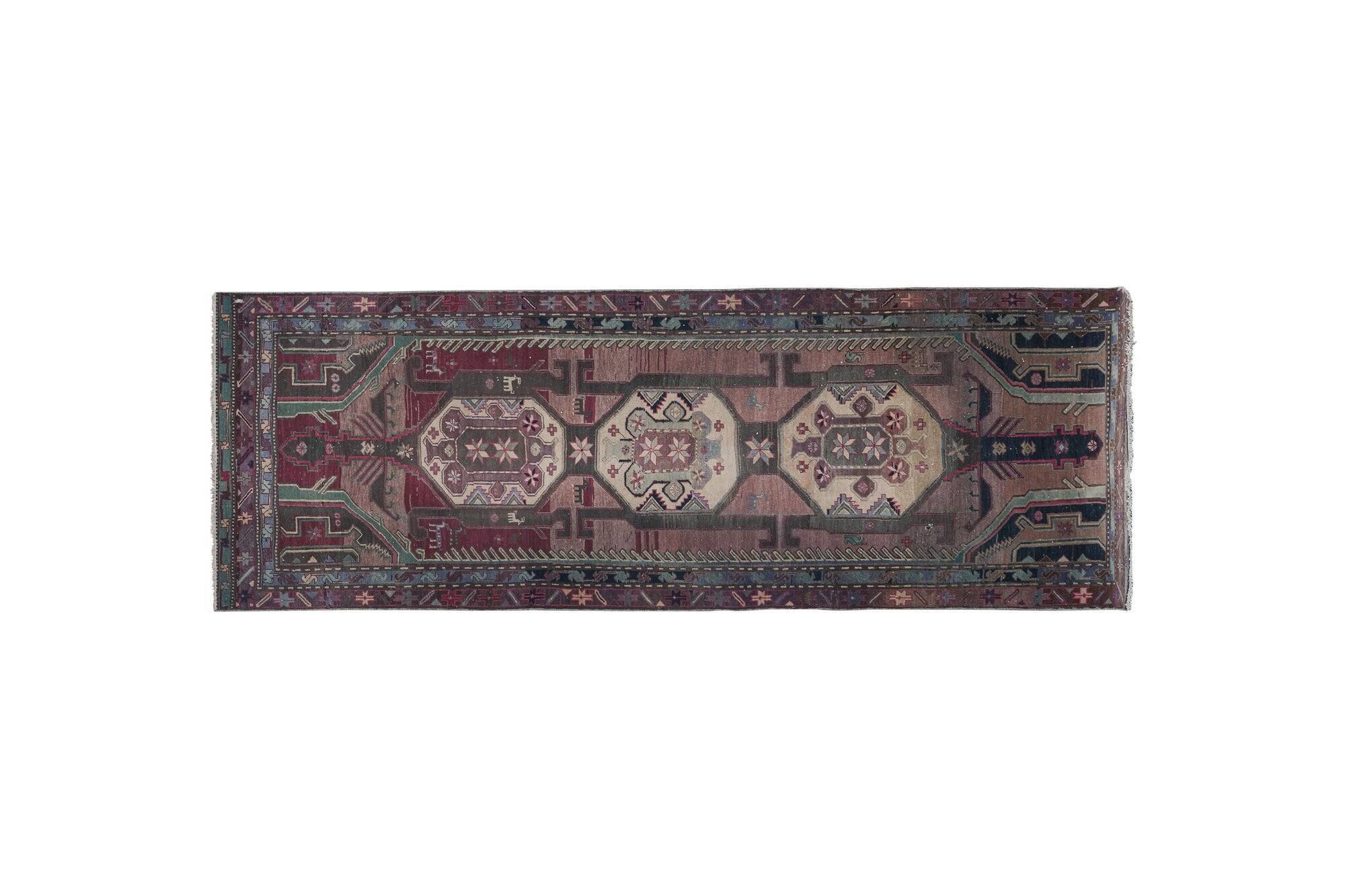 Vintage Turkish hallway rug 118x322 cm
