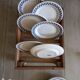 6 dessert plates blue checkerboard décor style Lustucru Oxford Brazil