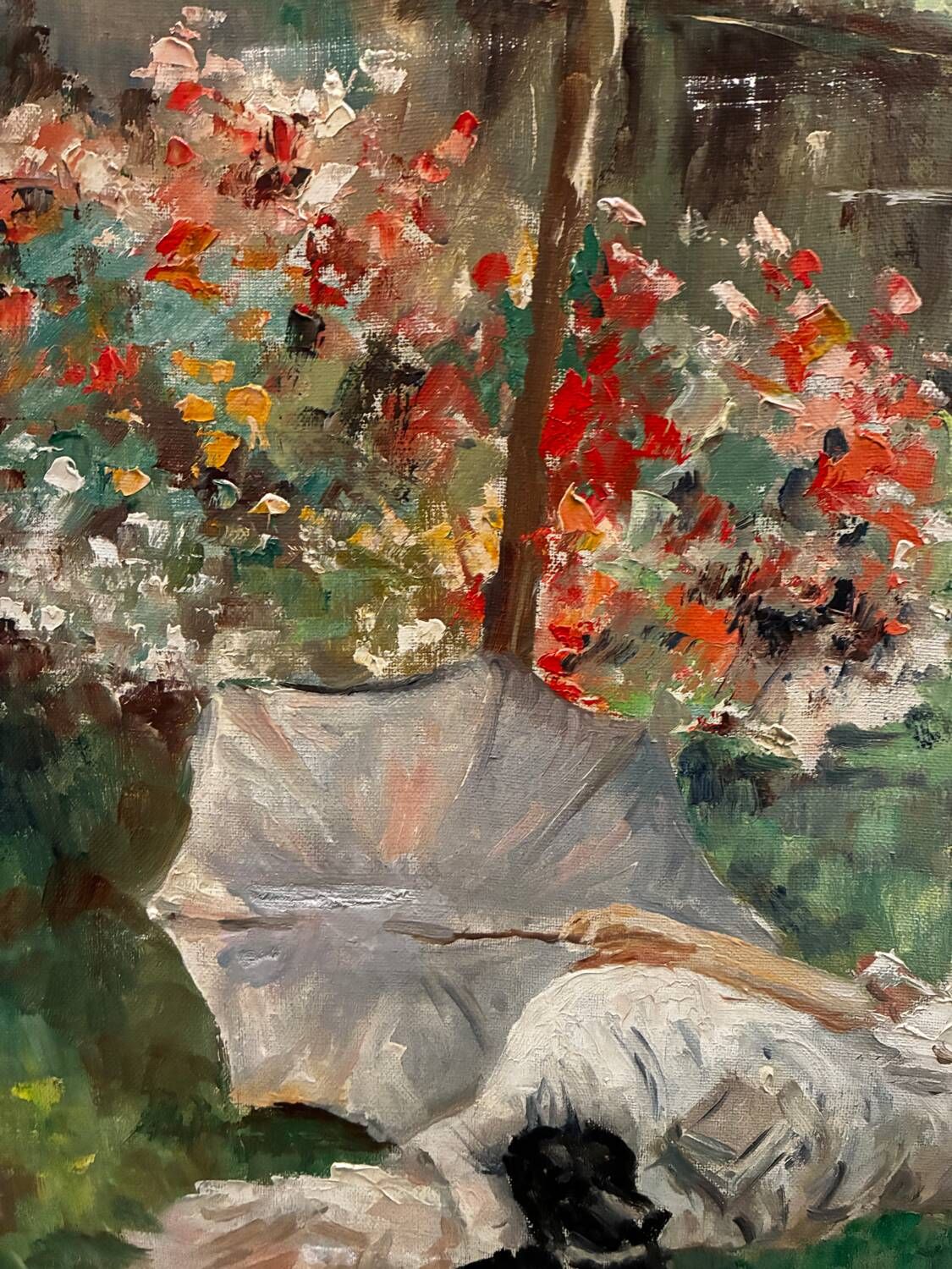 Painting of a sleeping woman with her dog, 20th century