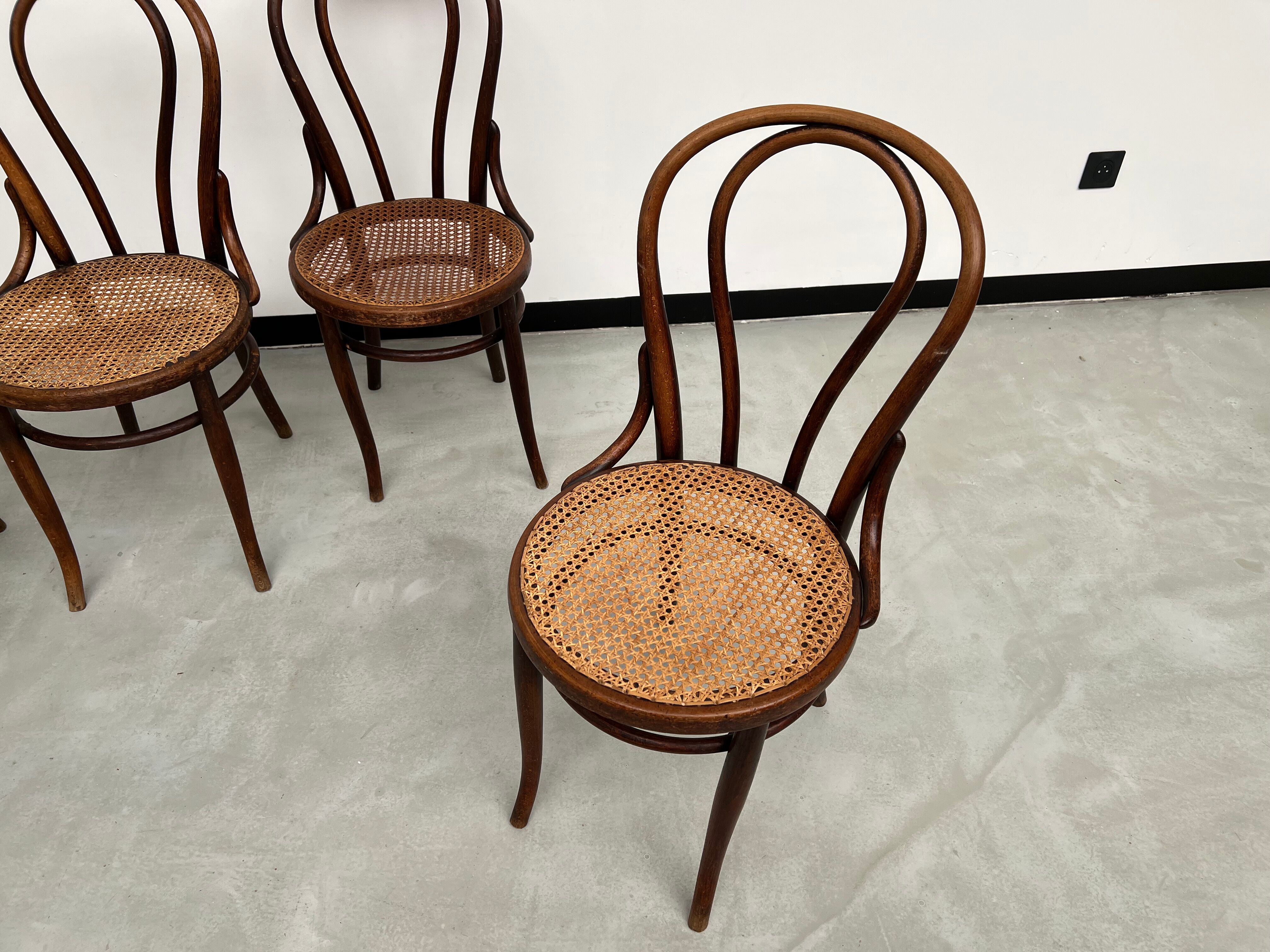 4 bentwood bistro chairs, circa 1910