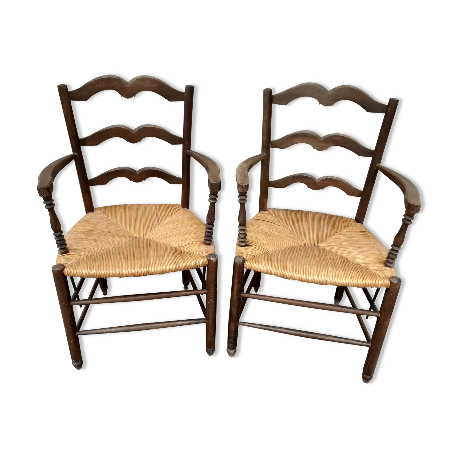 Paire de fauteuils rustique en chêne