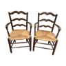 Pair of rustic oak country style chairs