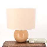 Wooden ball lamp, beige lampshade, 1970s