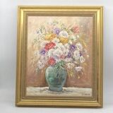 Oil on canvas bouquet of flowers signed Nicole Chalon