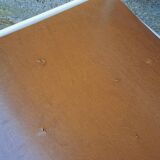 Chaise de salle à manger vintage stol kamnik : bois de hêtre blanc, assise en cuir marron