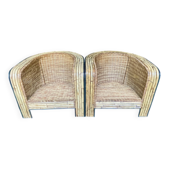 Fauteuil design rotin/osier/fer forgé